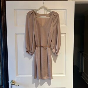 Trina Turk  champagne dress with gold belt size 8